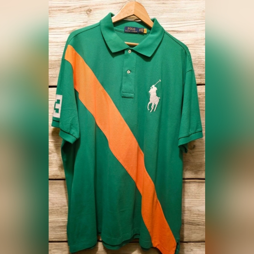 Polo by Ralph Lauren Men's Green and Orange Polo Shirt Never Been Worn